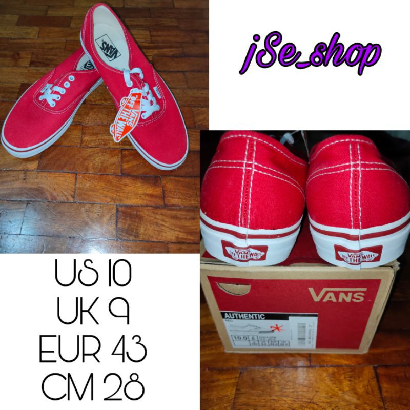 Vans authentic hot sale size 10