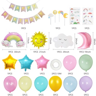 Pastel Balloon Arch Kit, 53 Pcs Rainbow Clouds Balloon Kit, Birthday Party  Decorations Sky Theme With Sun Moon Cloud Balloons And Happy Birthday Banne