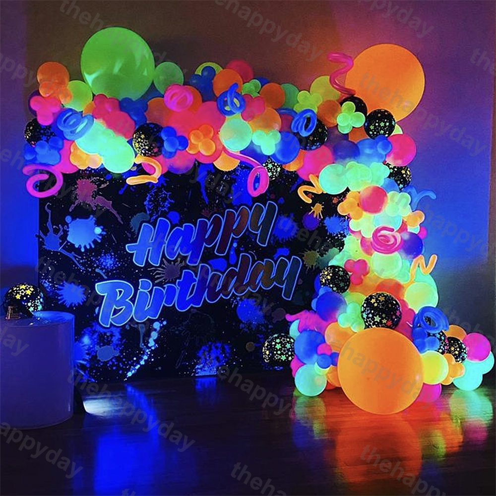 142Pcs Neon Balloons Neon Glow Birthday Balloons UV Glow Balloons ...