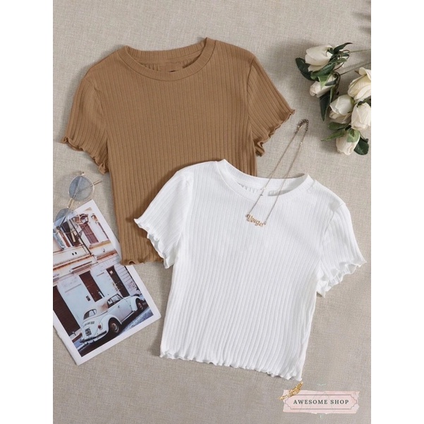 Awesome Plus Size Cotton Knit Lettuce Top 31088# | Shopee Philippines