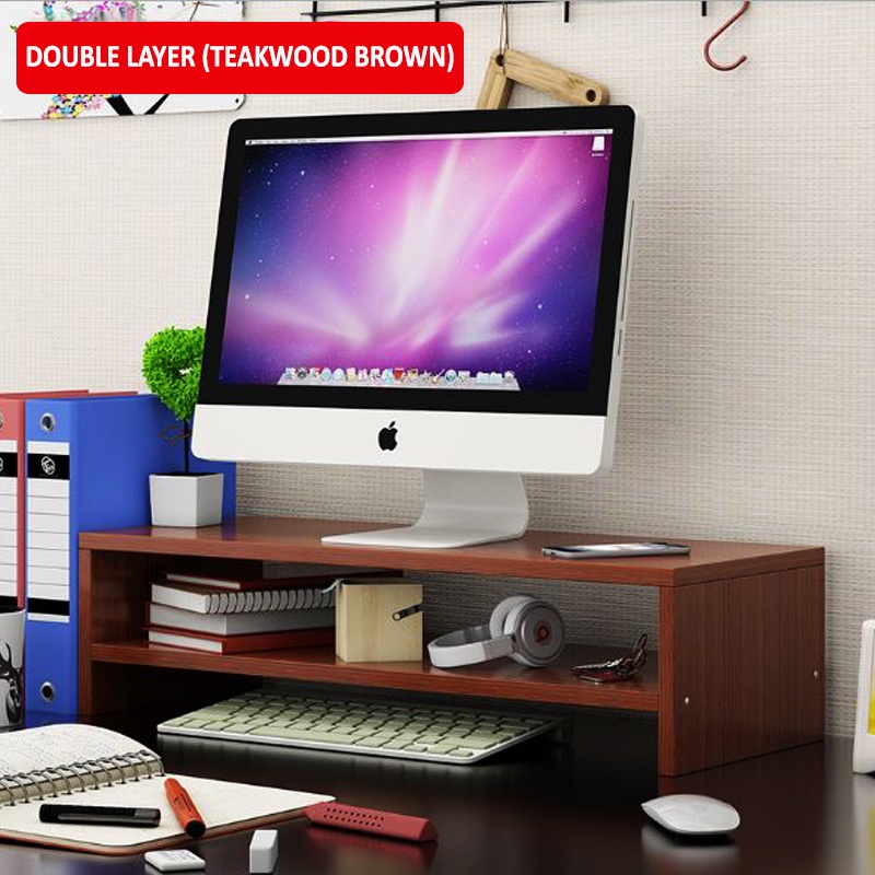 Unicomall Wood Computer Monitor Stand Riser Desk Organizer for Home ...