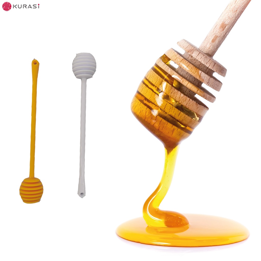 KURASi Plastic Honey Dipper Sticks Honey Mixing Stirrer Spoon Long (2