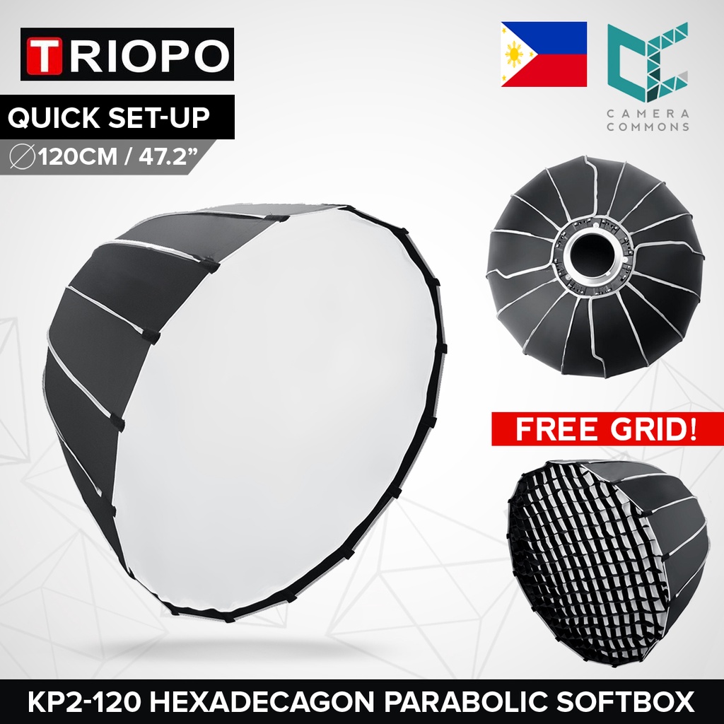 Triopo Softbox Parabólico Profundo KP2-120 De 120cm Grilla