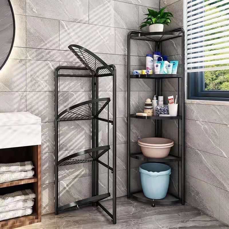 Installation-free corner shelf Kitchen Folding Rack Toilet Bathroom ...