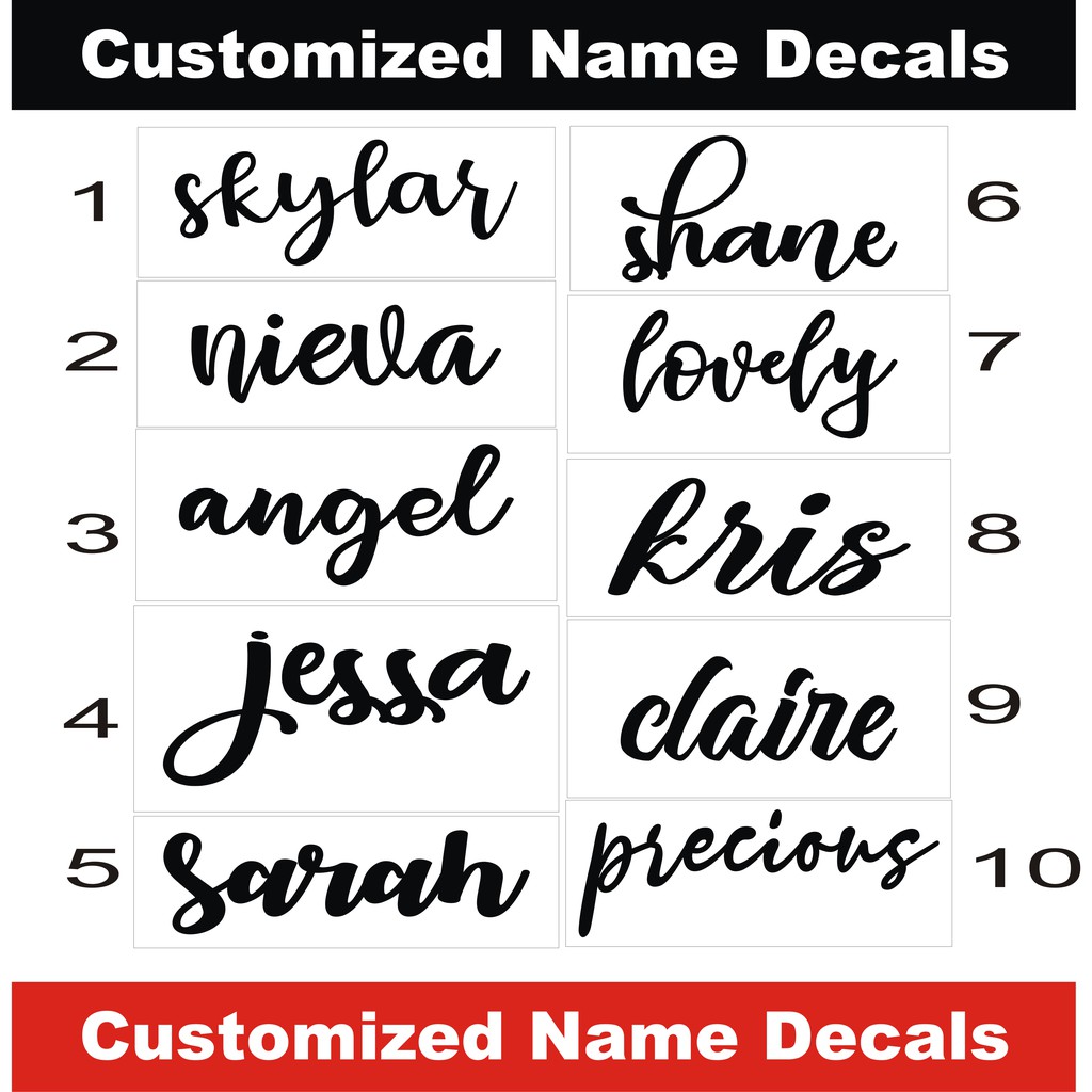 Customized Name Decals DieCut Stickers