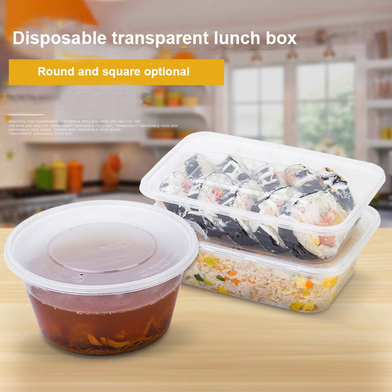 Plastic Lunch Box Plastic Container Round disposable Transparent ...