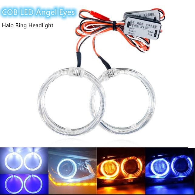 2pcs cob led angel eyes halo ring headlight DRL LED Daytime Running ...