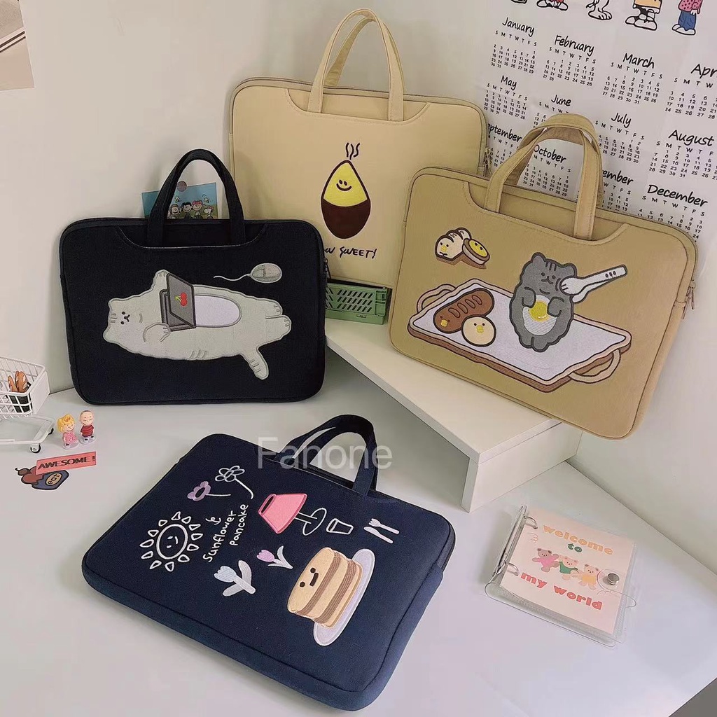 ins Korean cute laptop bag embroidered inner bag 13.3 14 15.6 inch