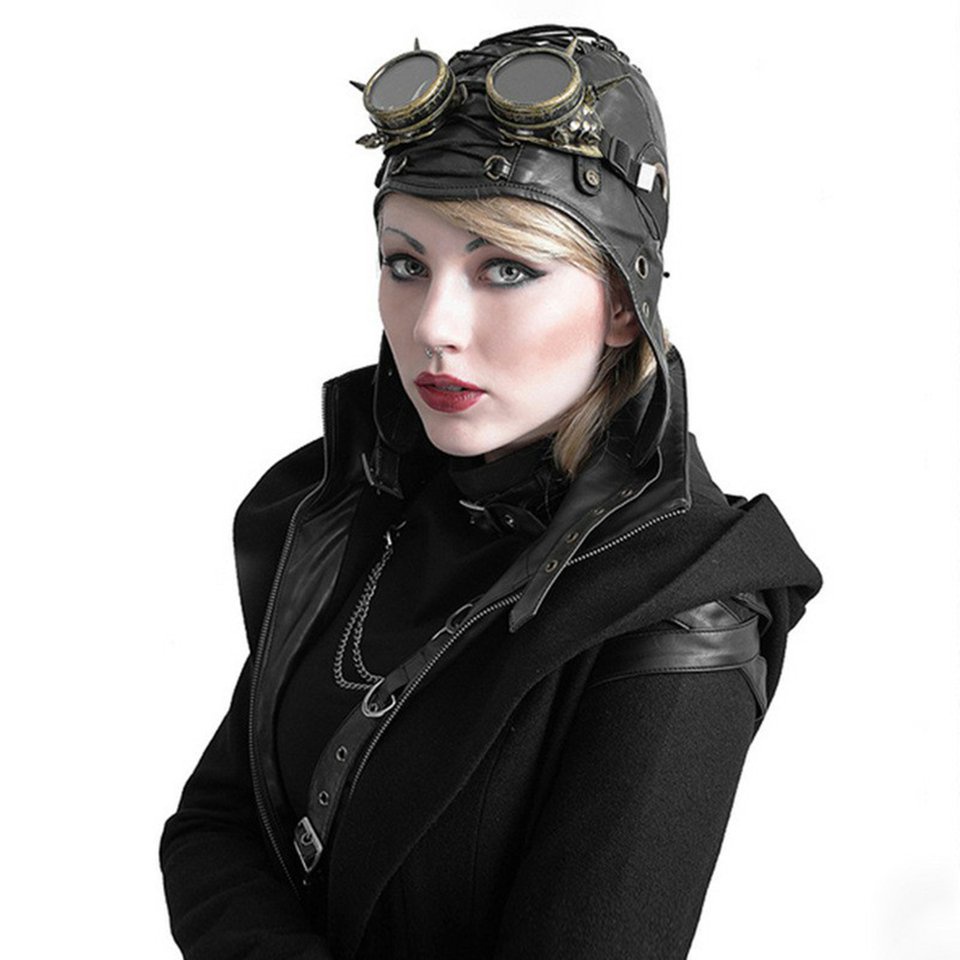 DEICY.YL/Leather Aviator Hat Leather Helmet Pilot Steampunk Cap Vintage ...