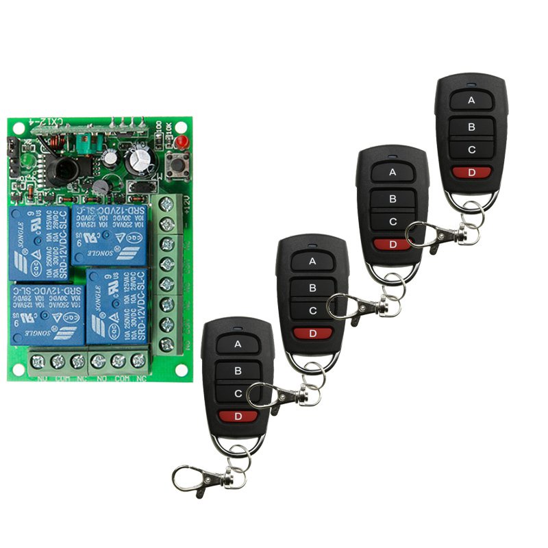 DC 12V 24V 4 Channel 4CH RF Wireless Remote Control Switch System ...