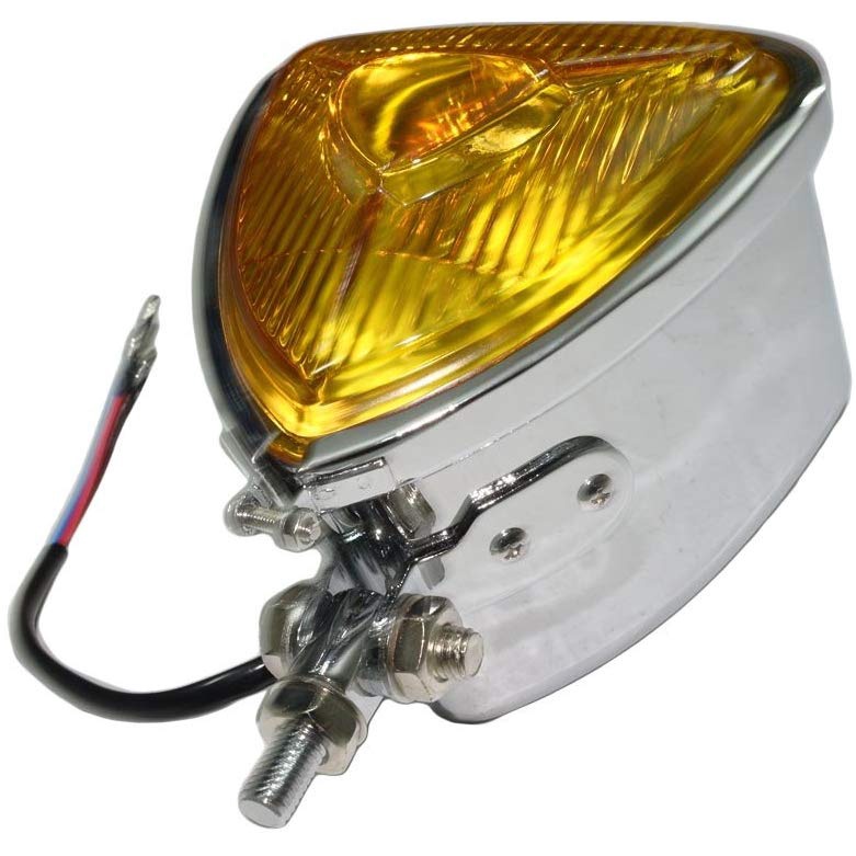 TRIANGLE HEADLIGHT / HEAD LAMP BODY WITH AMBER GLASS LENS (HIGH/LOW ...