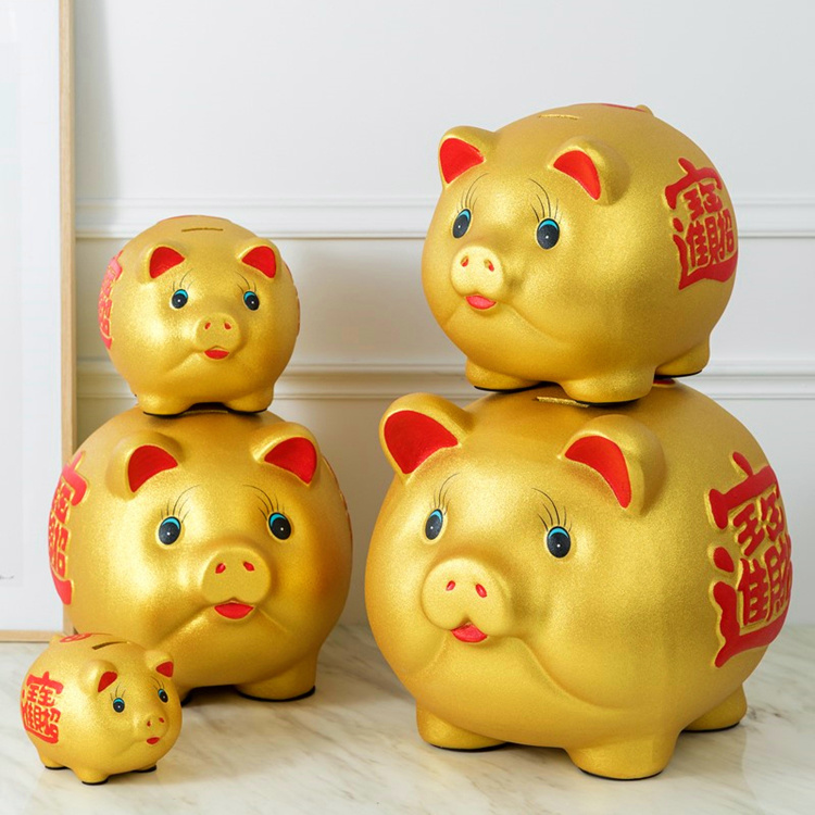 Ceramic Golden pig Piggy Bank Adult children oversized creative boys