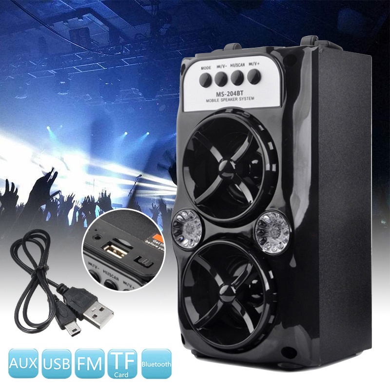 Portable Wireless Bluetooth LED Speaker Stereo Loudspeaker TF USB FM ...