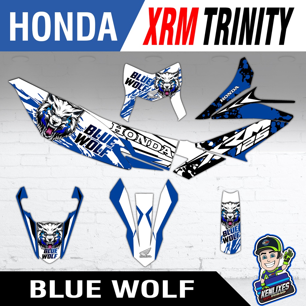 Honda XRM 125 Trinity Full Body Decals / Sticker Blue Wolf KENLIXES ...