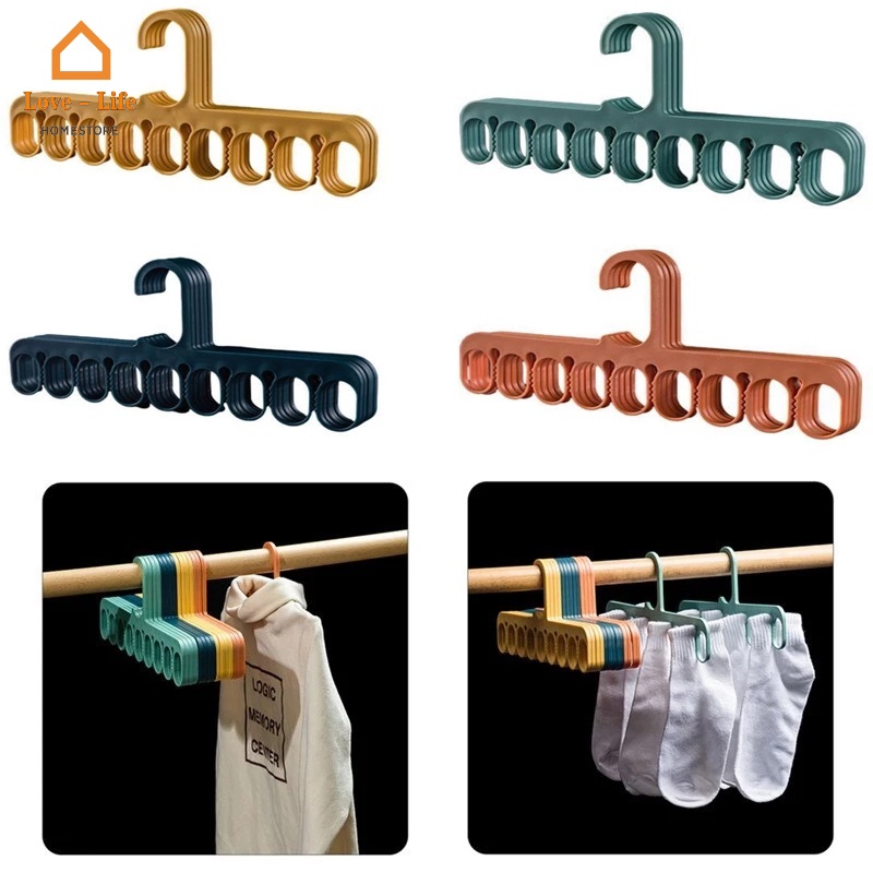 9 Holes PP Plastic Drying Rack Closet Clothes Traceless Storage Hanger ...