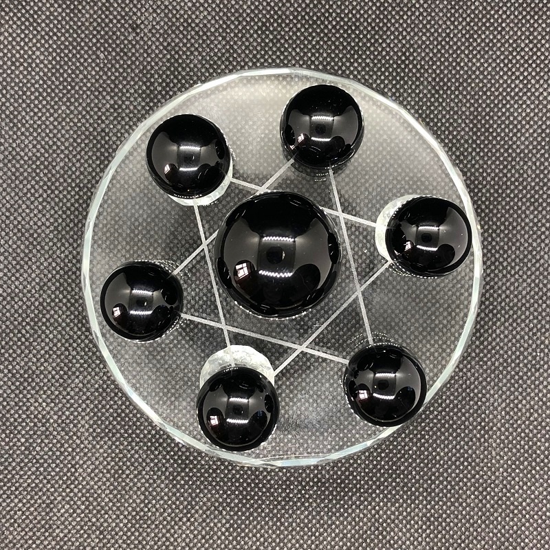 1 Set Natural Obsidian Ball Seven Star Array Black Quartz Crystal ...