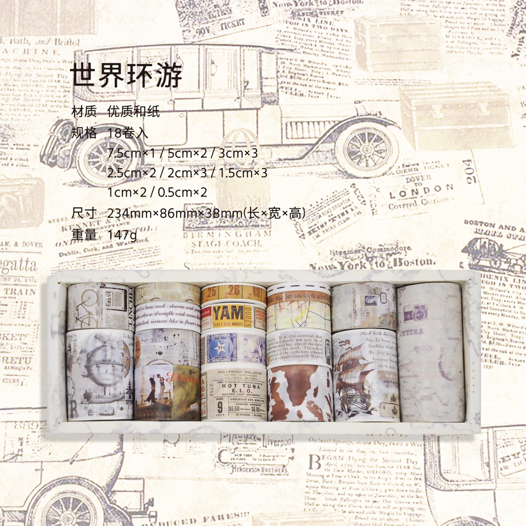 Vintage Washi Tape Set 18 Rolls Antique Mushroom Plants Stamp Retro ...