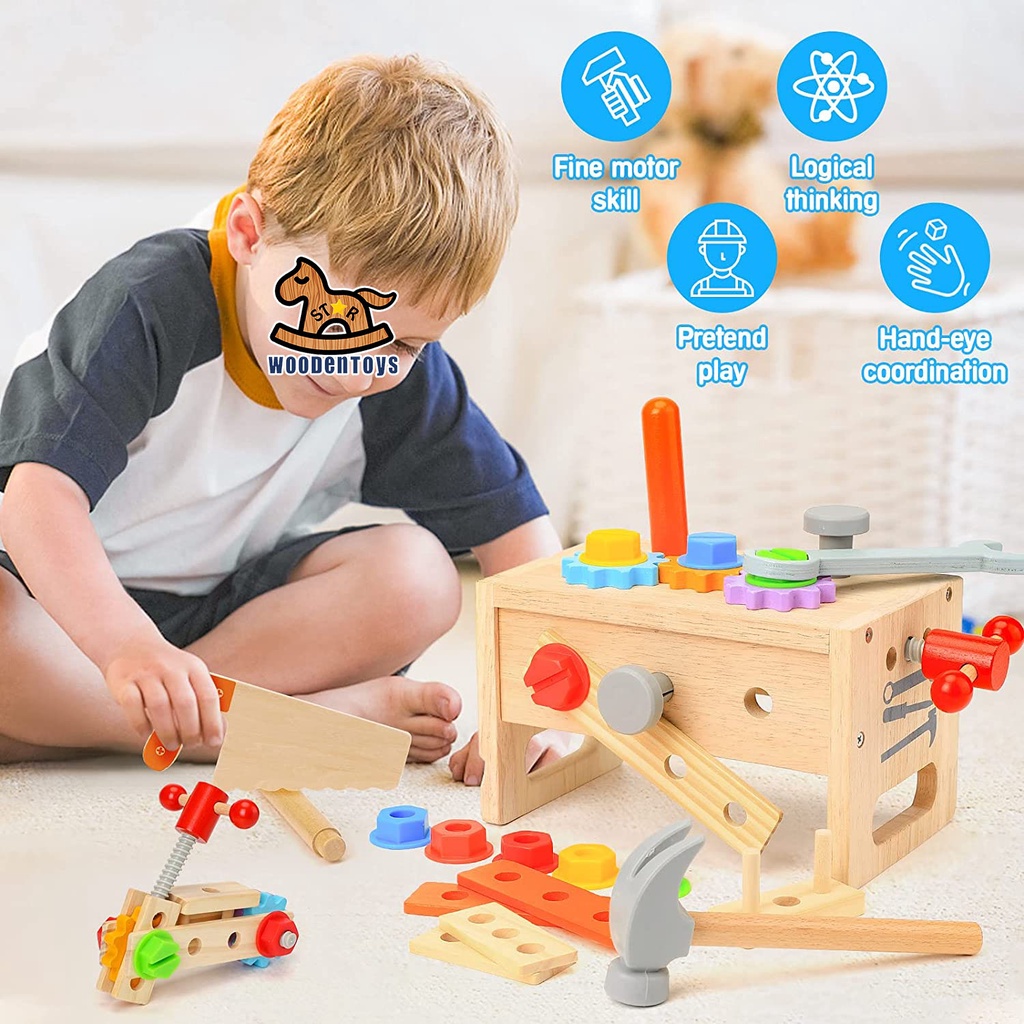 Multi-functional Wooden Tools Construction Preschool Learning ...