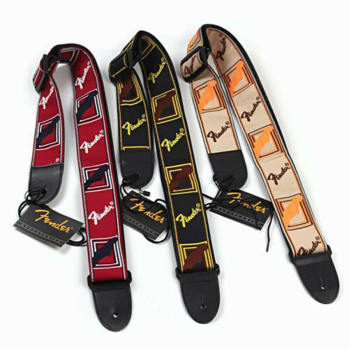 Fender Strap Cotton with leather ends with free 1pc Pick (Beige, Red ...
