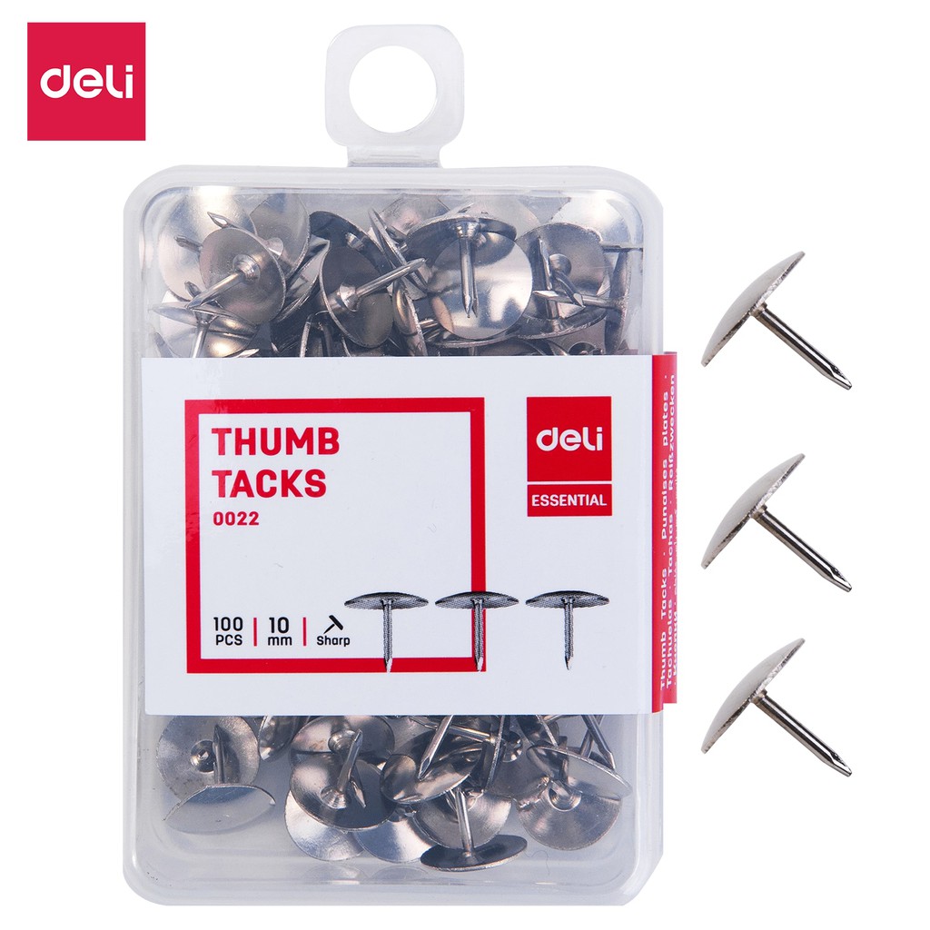 Deli E0022 Office Consumable Thumb Tack 100PCS [75250022] | Shopee ...
