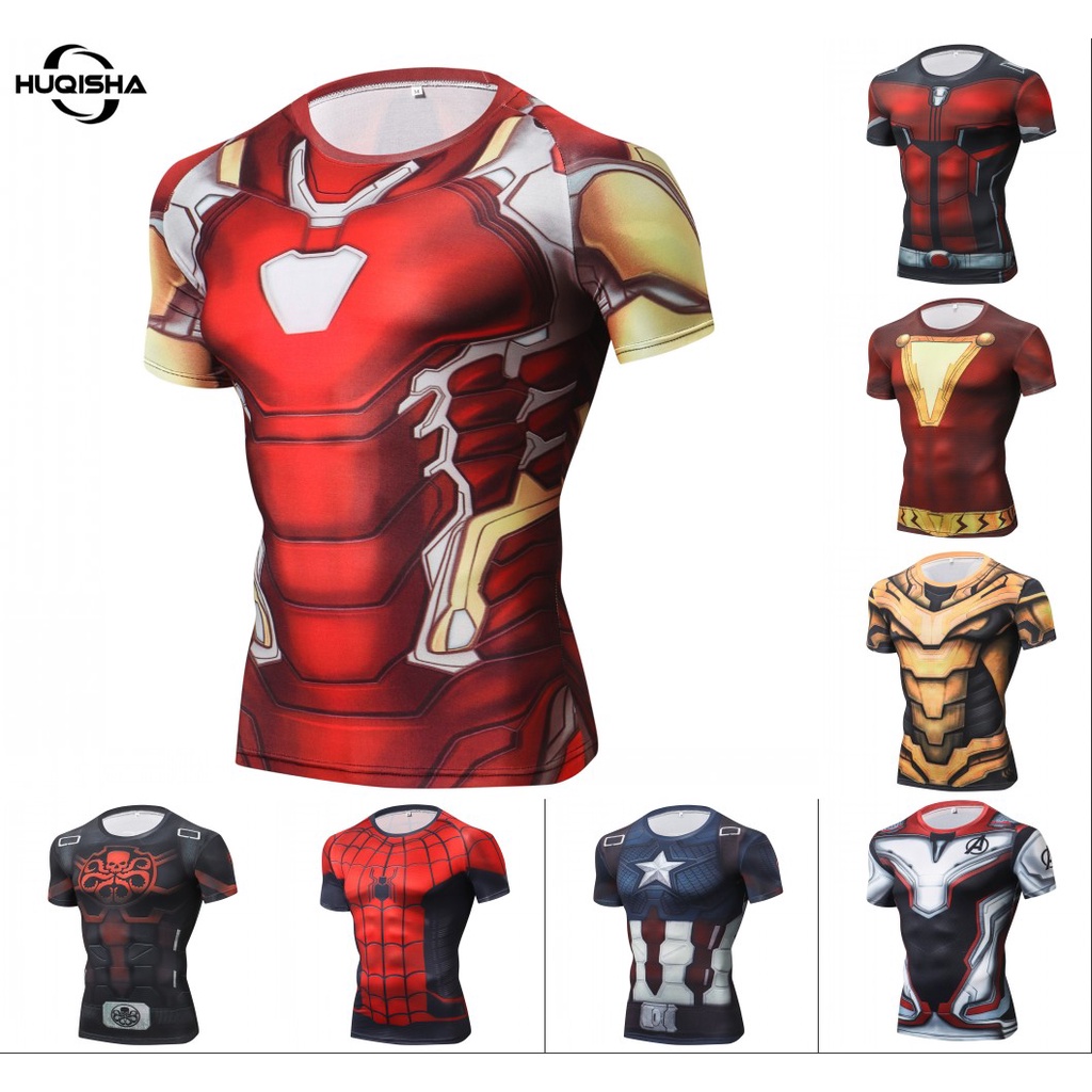 Iron Man 3D Printed Compression T shirts Men Avengers 4 Endgame Quantum War Summer Fashion Quick Dry Fitness Workout Tee Shopee Philippines