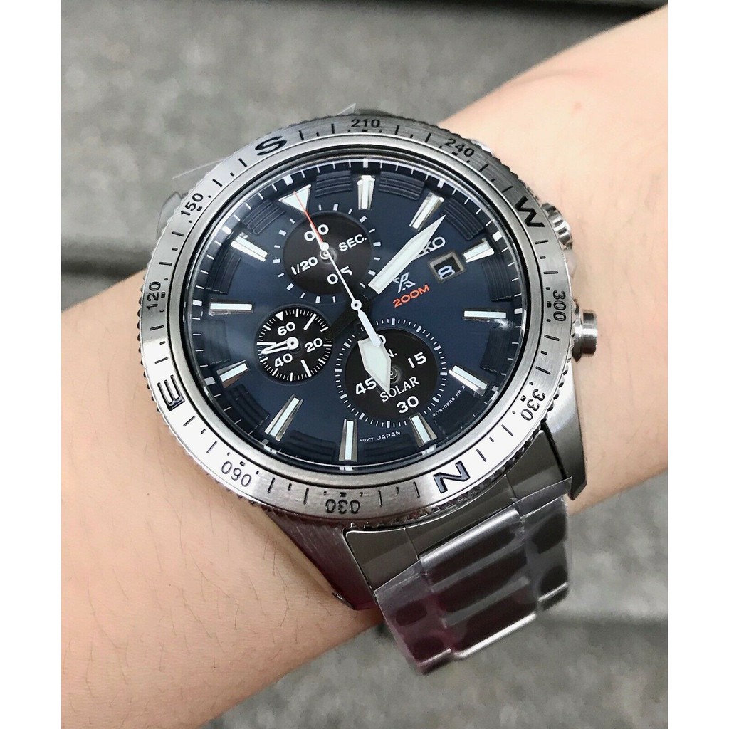 BNEW AUTHENTIC SEIKO SSC703P1 Solar Chronograph Tachymeter Blue Dial Silver Steel Watch For Men Shopee Philippines