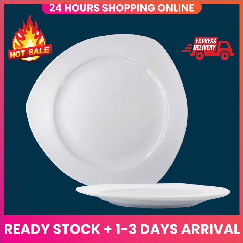MyMug 10inch Porcelain Triangular Plate, White Dinner Plate Set for ...