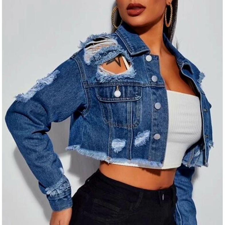 QUALITY DENIM CROP TOP JACKET WOMEN THRIFT