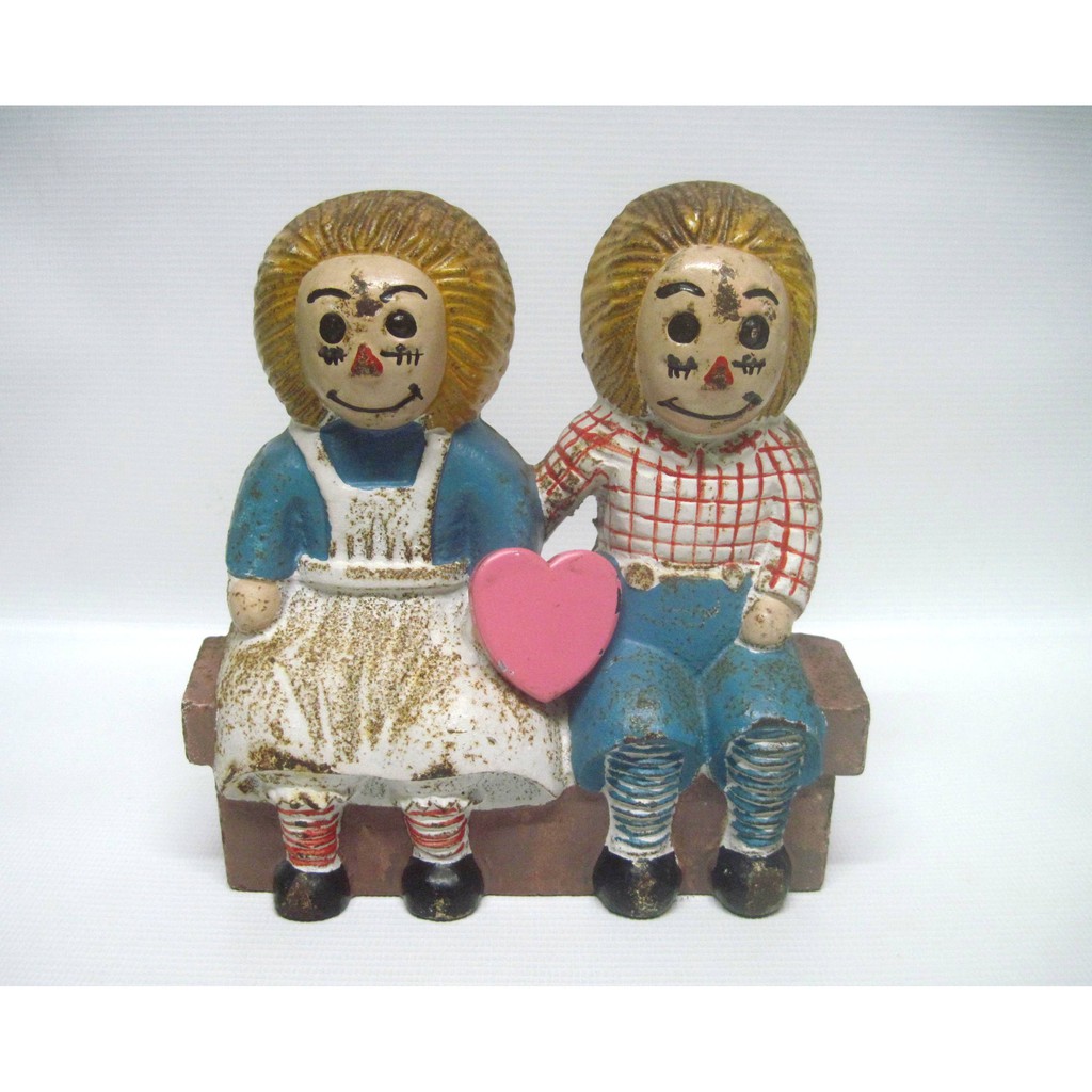 Collectible Metal Raggedy Ann & Andy w/ Pink Heart Magnet | Shopee ...