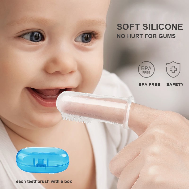 【Ready Stock】Soft Safe Baby Toothbrush Kids Silicone Finger Toothbrush