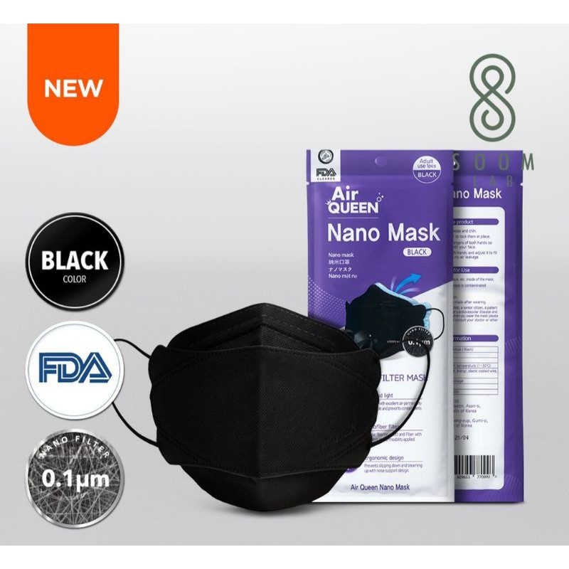 New Airqueen Black Nano Fiber Filter Mask, Made In Korea | Shopee ...