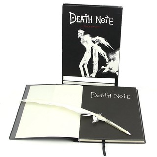 Japanese Anime Notebook + Feather Pen Writing Journal Death Note Costume Cosplay, Size: 8, Black