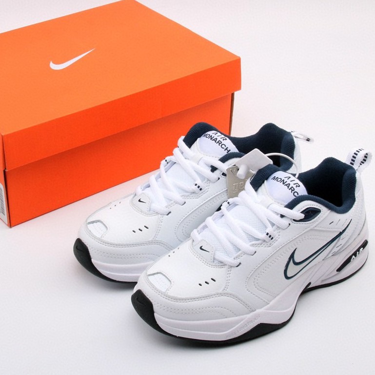 100% Authentic Nike Air Monarch Iv White And Blue Retro Trend Sports  Running Shoes For Men And Women | Shopee Philippines