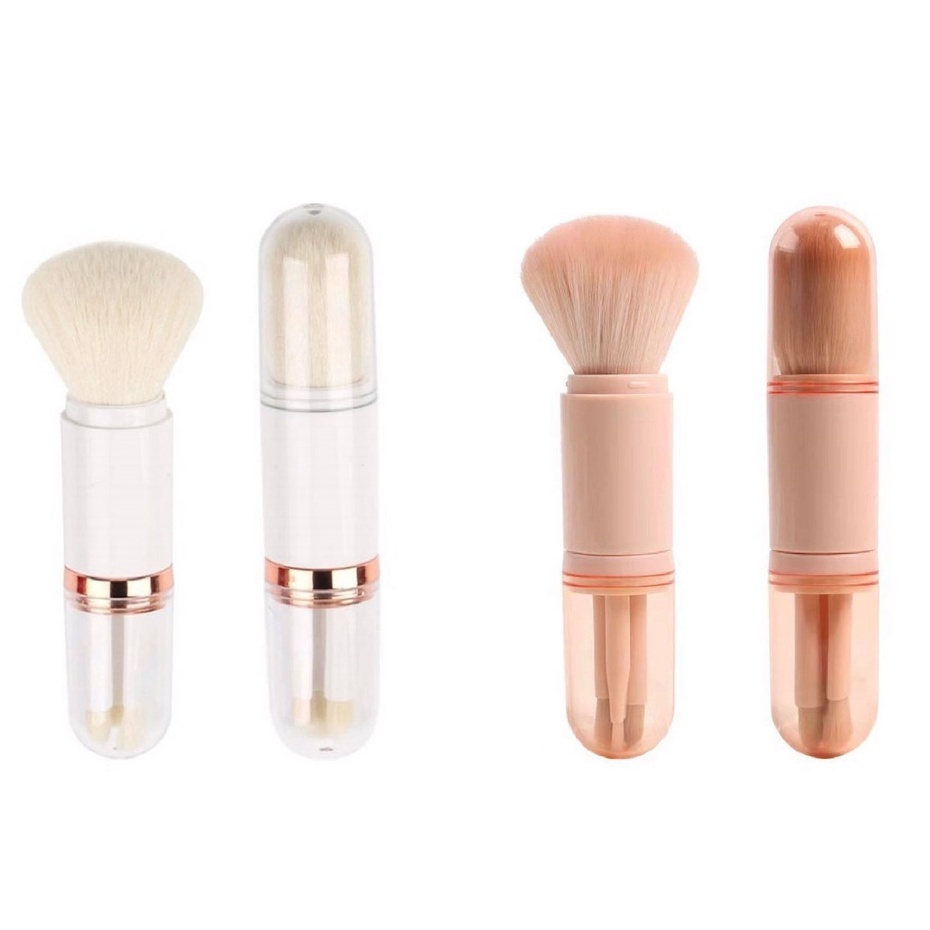 4 in 1 Portable Travel Makeup Brush Set Retractable Loose Powder Blush ...