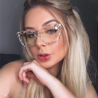 Retro Big Frame Cat Eye Glasses Men Women Anti-blue eyeglasses Frames 2023  New Unique Female Red Leopard Spectacles Oculos