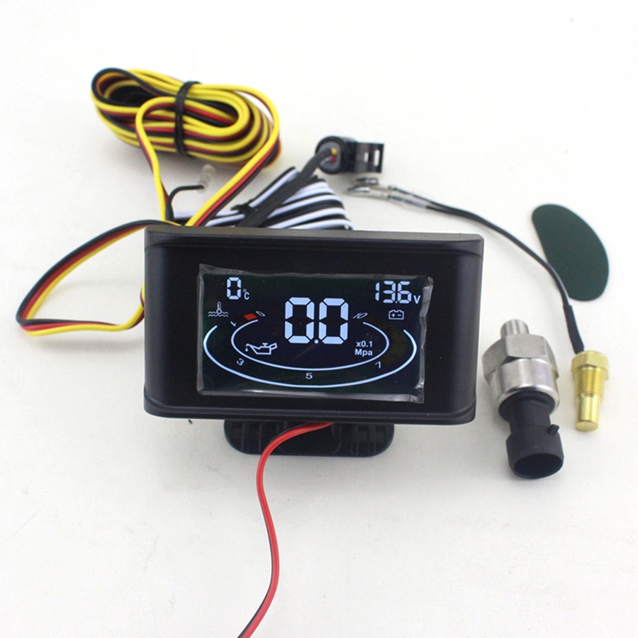 LCD 3 in 1 Gauge Meter 12v/24v Car Oil Pressure Gauge + Voltmeter