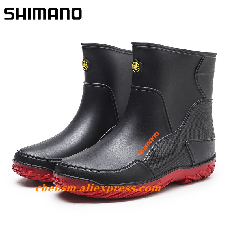 SHIMANO Men's Middle Tube Fishing Rain Boots Outdoor Rainy Fishing  Waterproof Rubber Shoes Fishing Non-slip Pvc Water Shoes