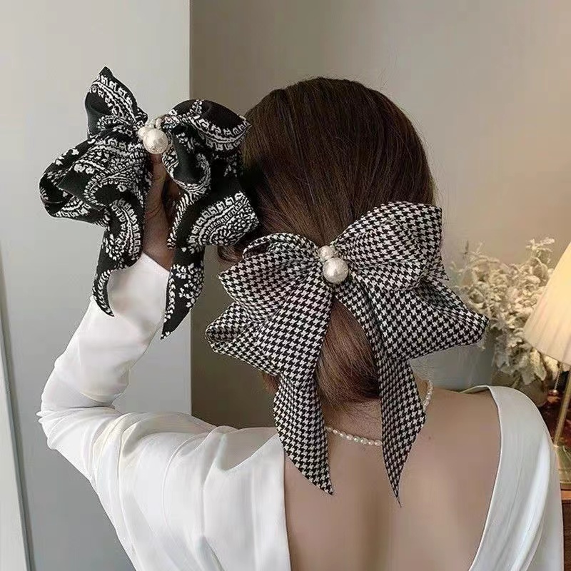 EMS fashion Korea Elegant Long Bow Hairpin Large Ribbon Hair Clip ...