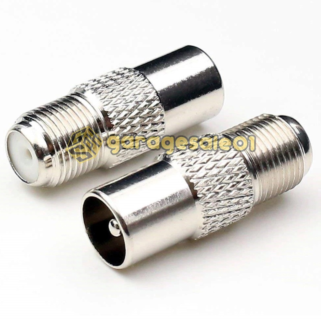 2-Piece Coaxial TV Cable Adapter - F-Type Female To Male PAL RF Plug Connector, Nickel Plated