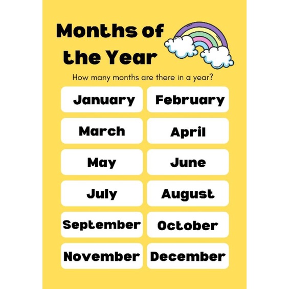 LAMINATED EDUCATIONAL CHARTS (MONTHS OF THE YEAR) | Shopee Philippines