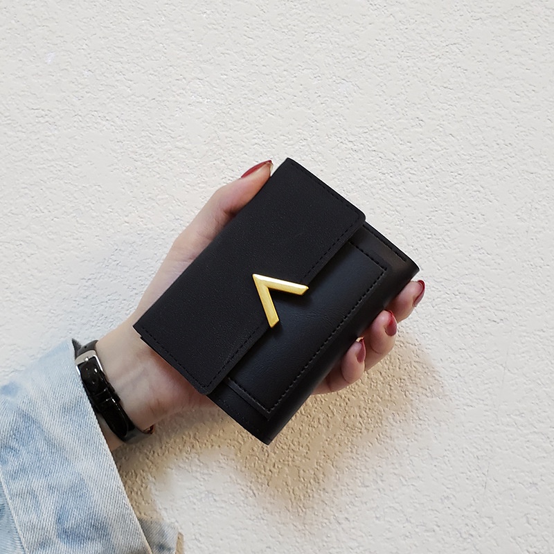New V Korean Wallet Short Student Wallet Women's Card Bag Three-fold ...