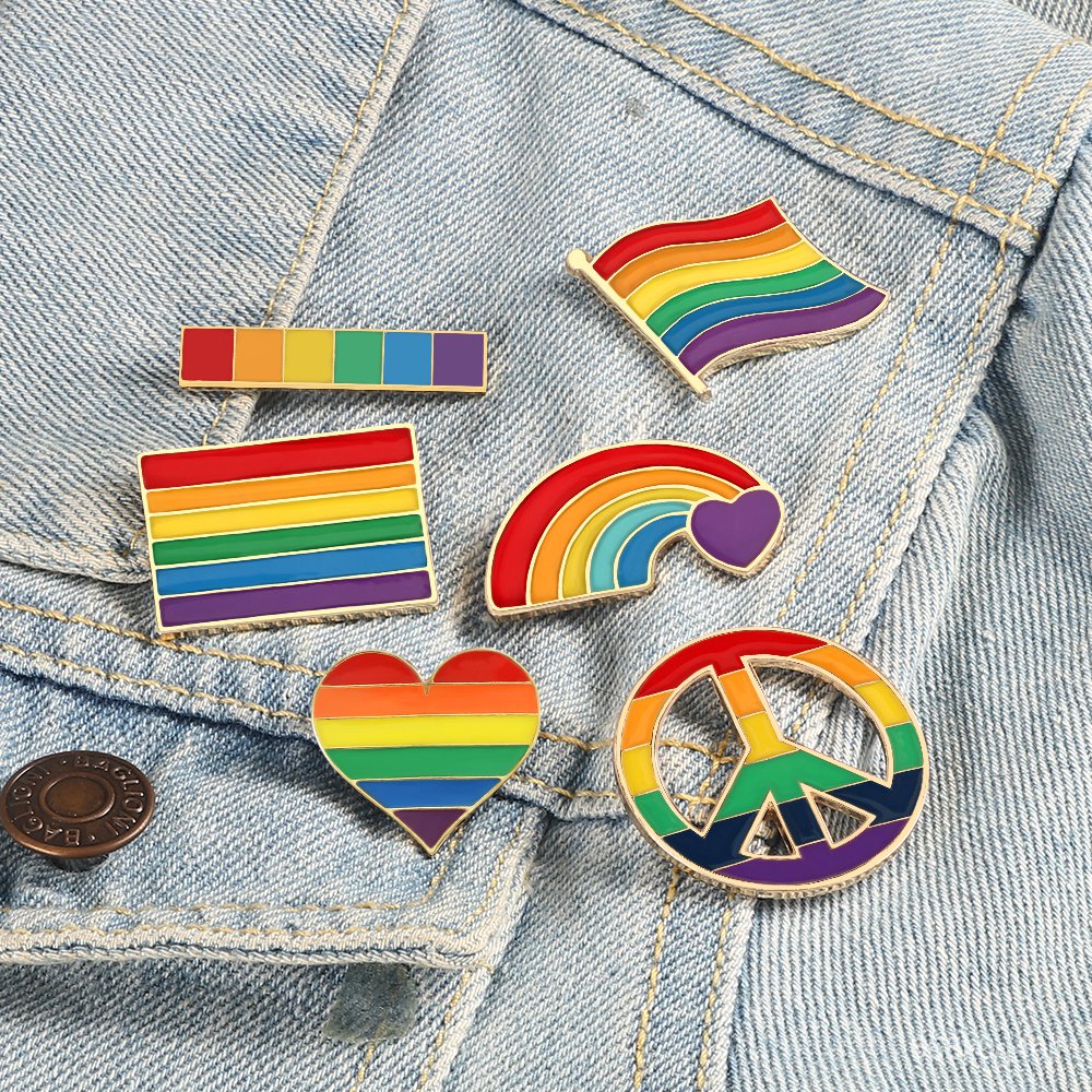 Lgbt Flag Rainbow Heart Brooch Peace And Love Enamel Pins Clothes Bag Lapel Pin Gay Lesbian 9874