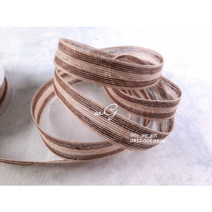 Jute Ribbon - Dark Brown Striped; 2.5cm Wide; 20 Yards Long | Shopee ...