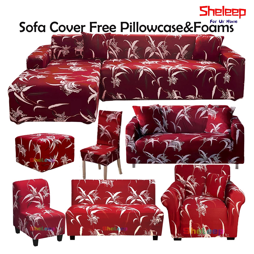 Sheleep Red Color Sofa Cover 1/2/3/4 Seater Sofa Cover Stretchable