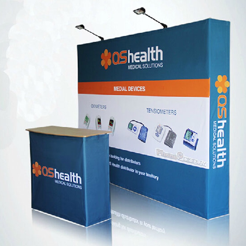 10ft Custom portable Tension Fabric Straight Pop up Stand Trade Show ...