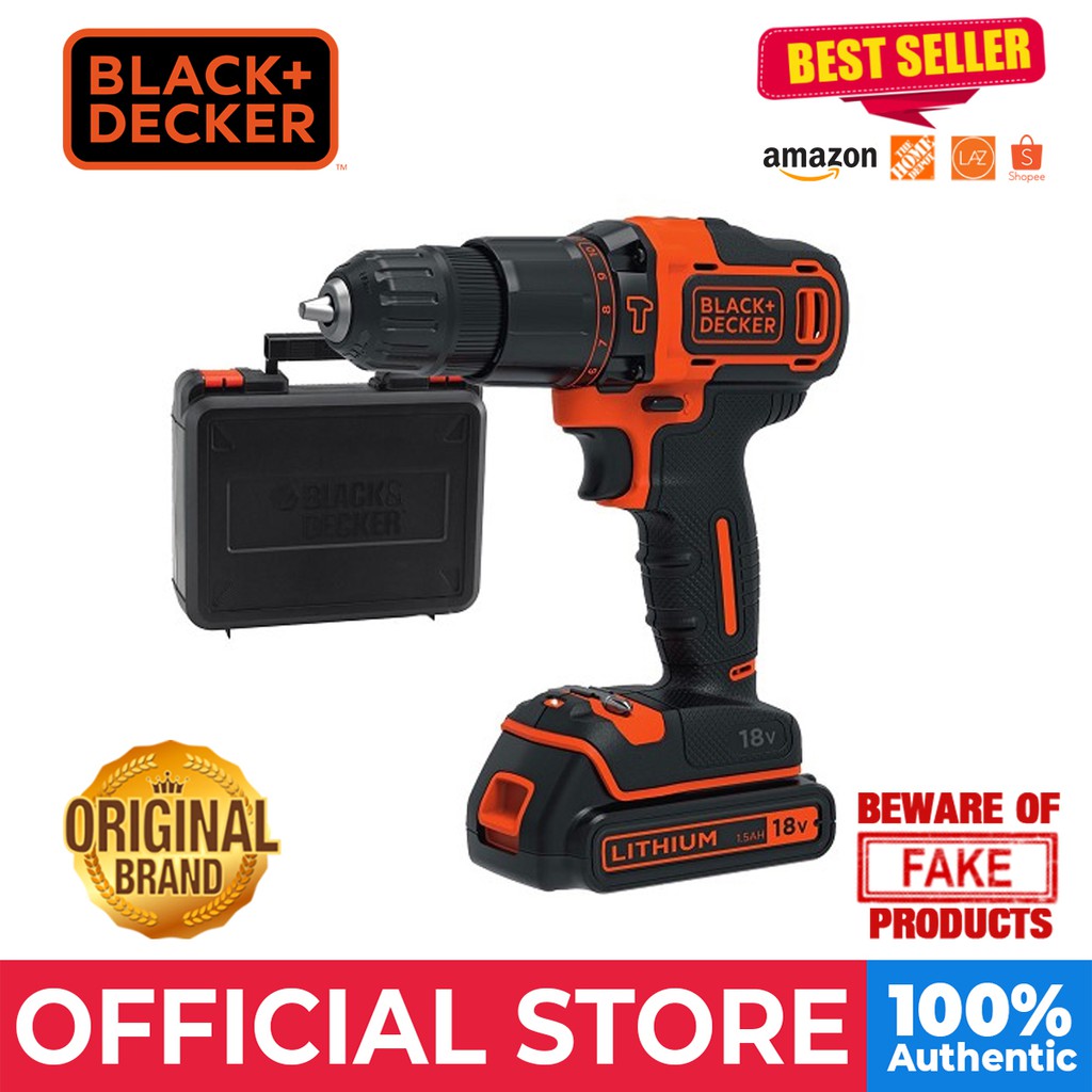 Black and Decker 18V Cordless Hammer Drill (BDCHD18KB1) Shopee Philippines