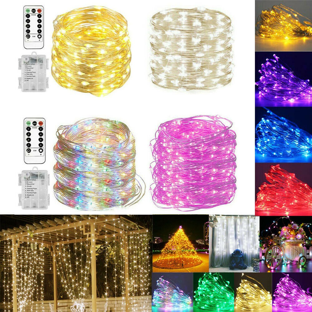 Christmas 33Feet 100 Led Fairy String Lights with Battery Remote Timer ...