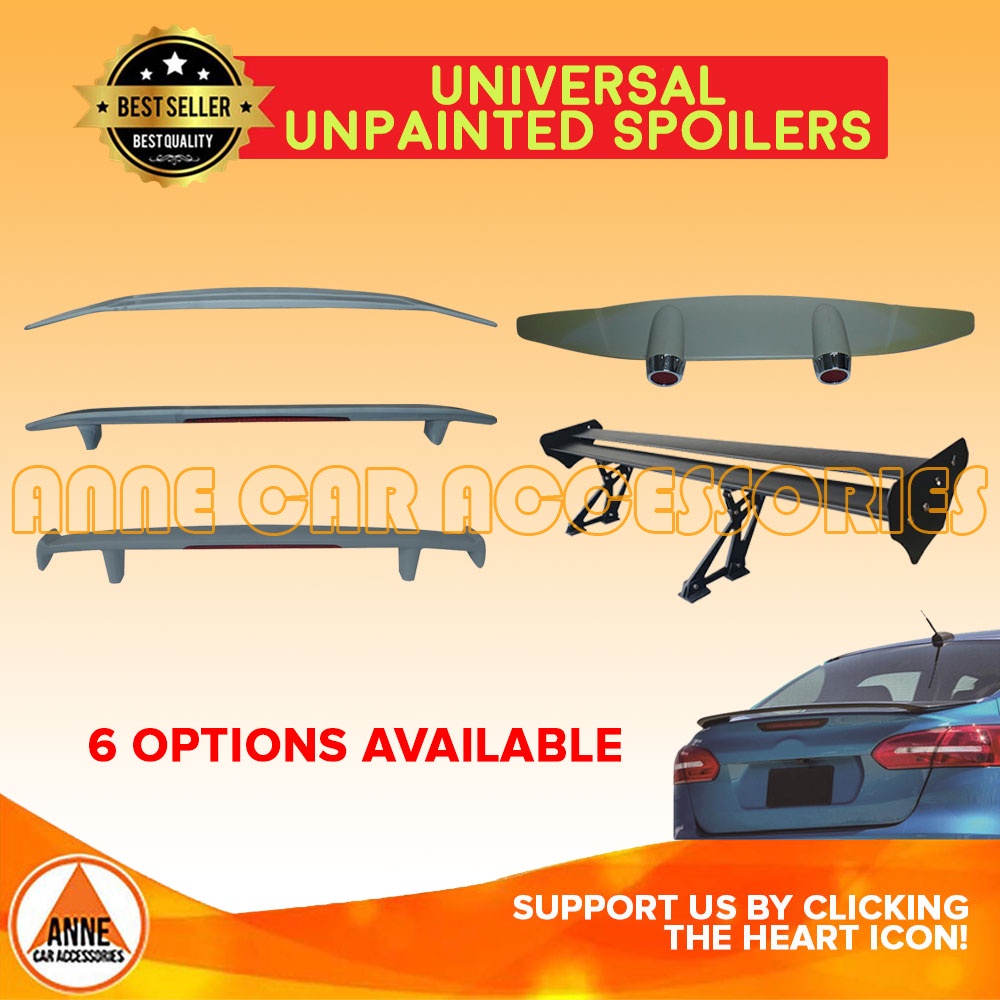 Unpainted Universal Spoiler Rear Boot Lid Wing Roof / Double Lamp ...