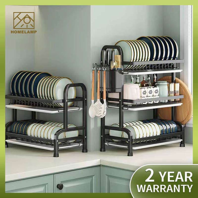 YHLAMP 2/3-Tier Sink Dish Kitchen Racks Drainer Rack Plate Drying ...