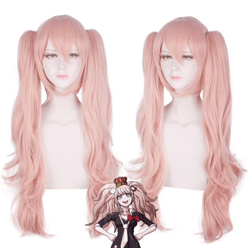 Danganronpa Junko Enoshima Cosplay Wig Game Cosplay 65cm Pink Ponytail